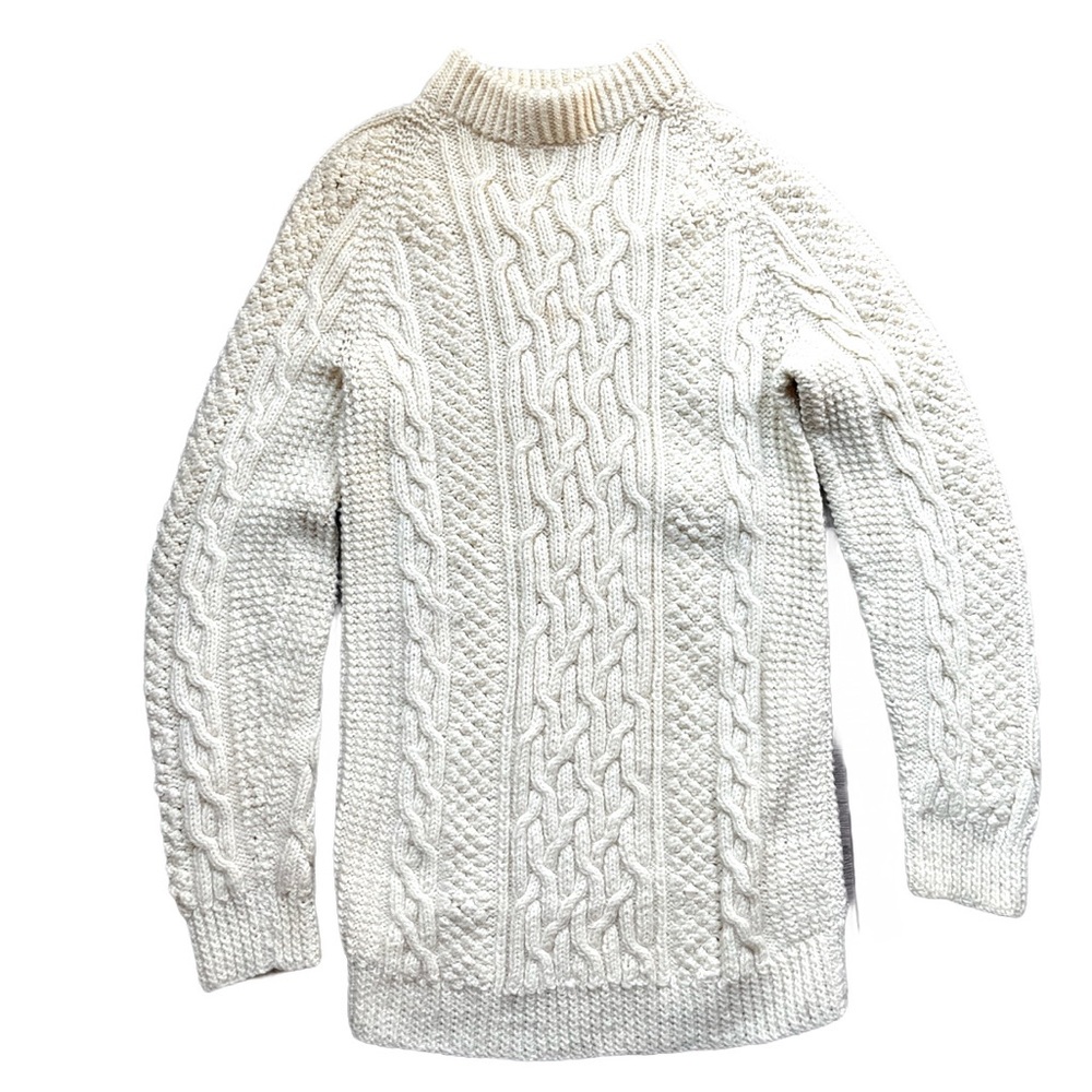 Gorgeous Handmade Classic Knit Cream Chunky Cable Knit Long Line Sweater - Picture 4 of 12